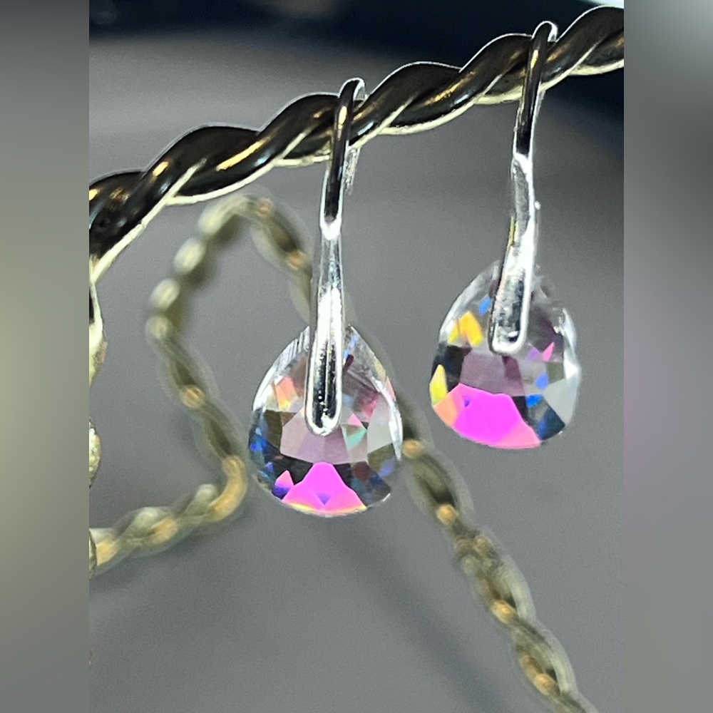 Iridescent Teardrop Earrings - April